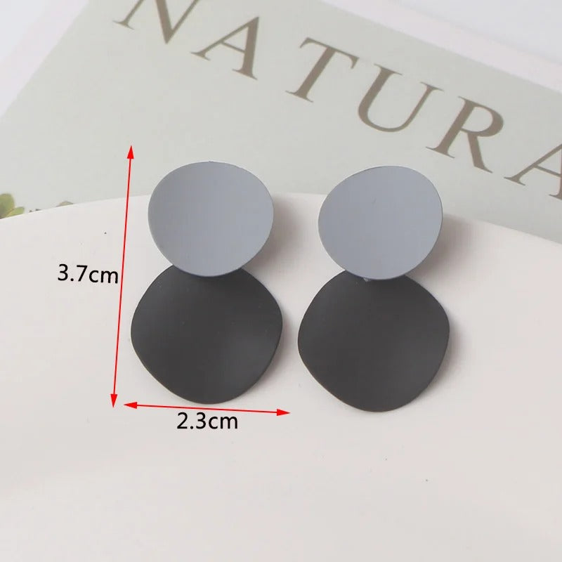 New Big Gray Crystal Geometric Dangle Earrings Women