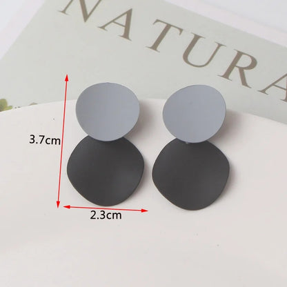 New Big Gray Crystal Geometric Dangle Earrings Women