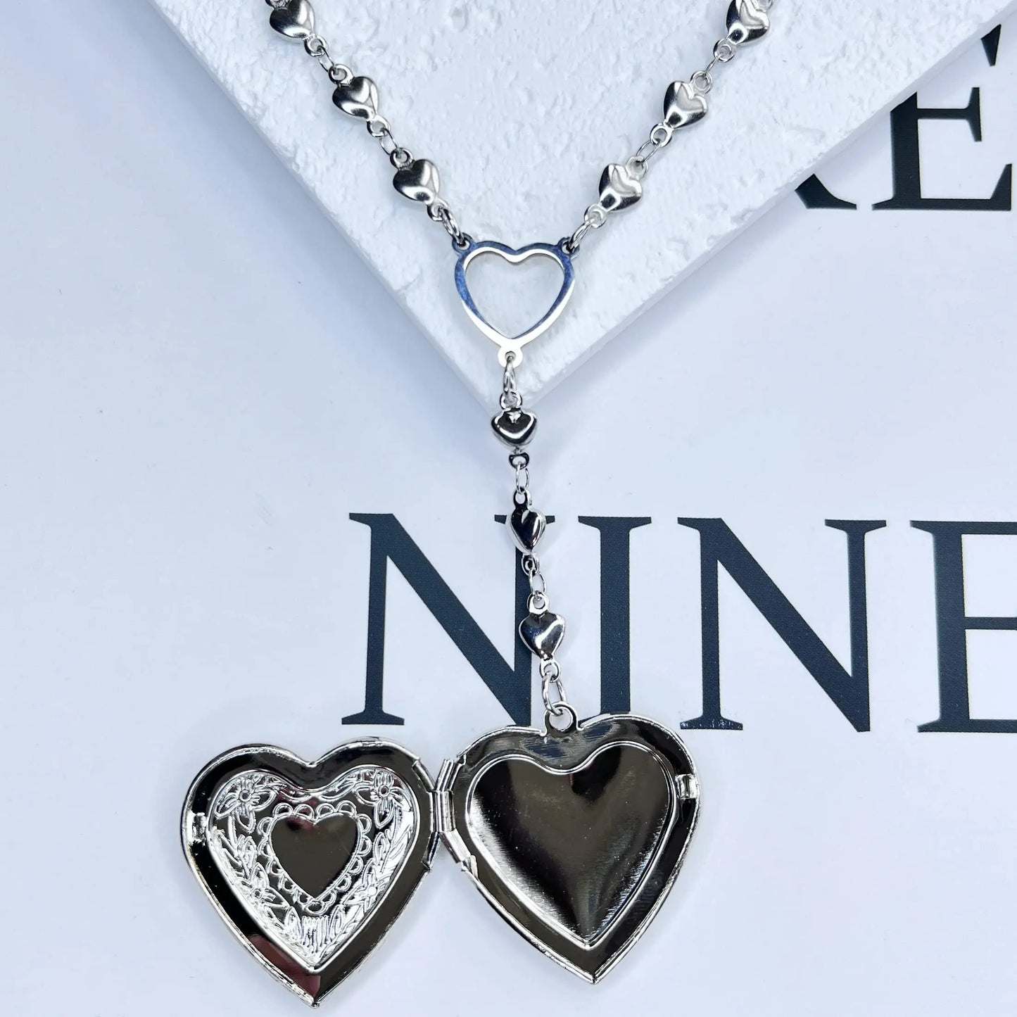 Personalized Heart Locket Necklace for Girls Stainless Steel- Heart Necklace