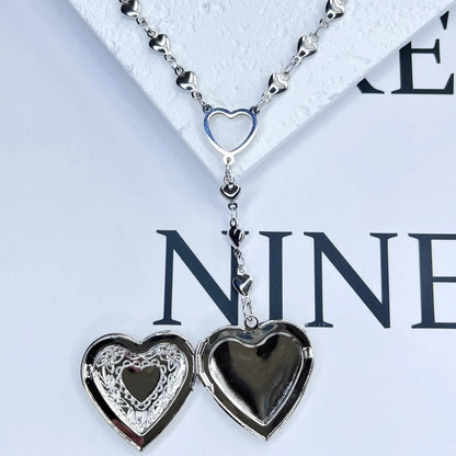 Personalized Heart Locket Necklace for Girls Stainless Steel- Heart Necklace