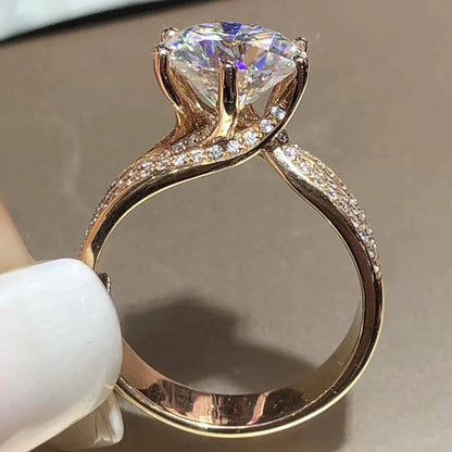 Luxury Gold Color Women Engagement Wedding Rings Inlaid Shiny CZ Noble Party Jewelry Fine Anniversary Gift Fashion Rings