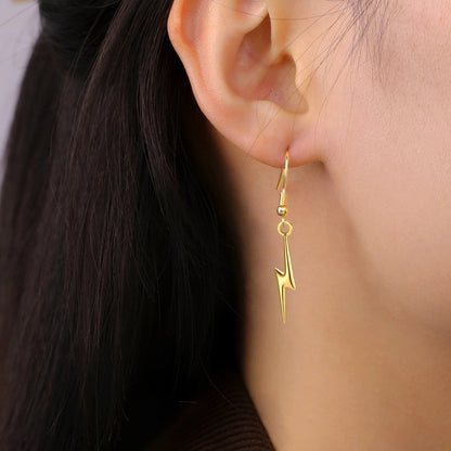 Punk Lightning Stainless Steel Earrings for Women Cool Street Jewelry Gift