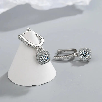 Dainty 2CT Moissanite Hoop Earrings Women Gold Plated Silver Jewelry Gift