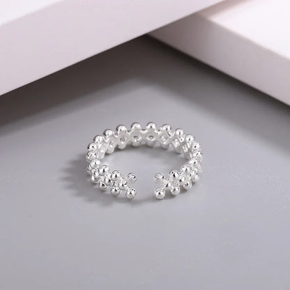 Silver Ball Open Rings For Women Wedding Luxury Quality Jewelry Accessories Jewelry.