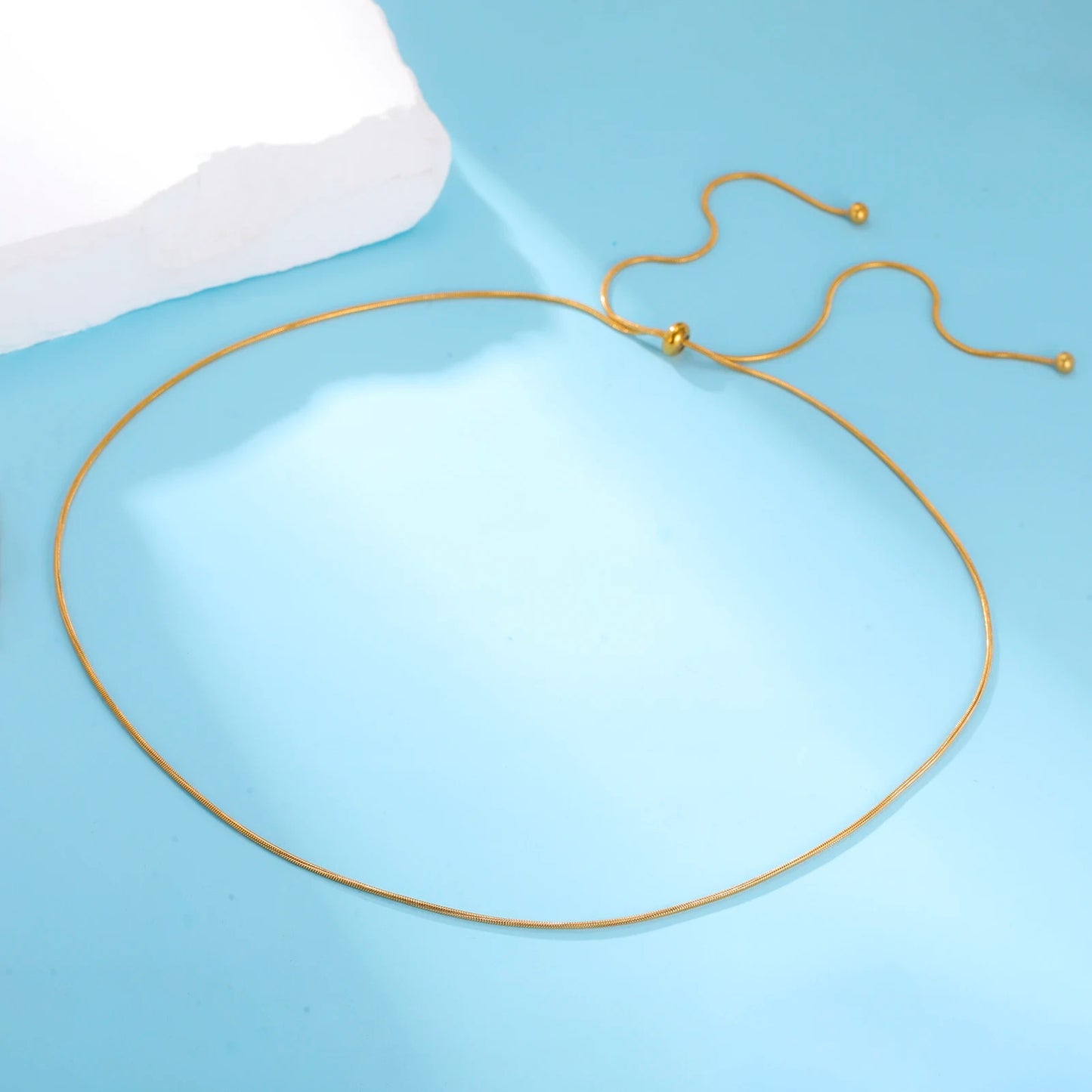 Minimalist Stainless Steel Snake Necklace Adjustable Clavicle Chain