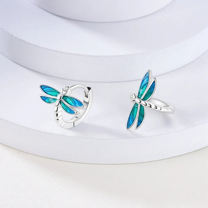 Sterling Silver Dragonfly Hoop Earrings Women Men Fine Jewelry Gifts