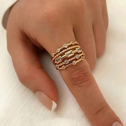 Gold-Plated Sun Ring Stainless Steel Natural Stone Jewelry