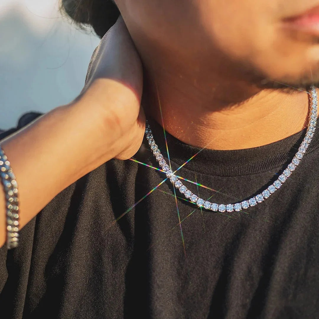 Iced Out Crystal Tennis Choker Necklace for Men & Women