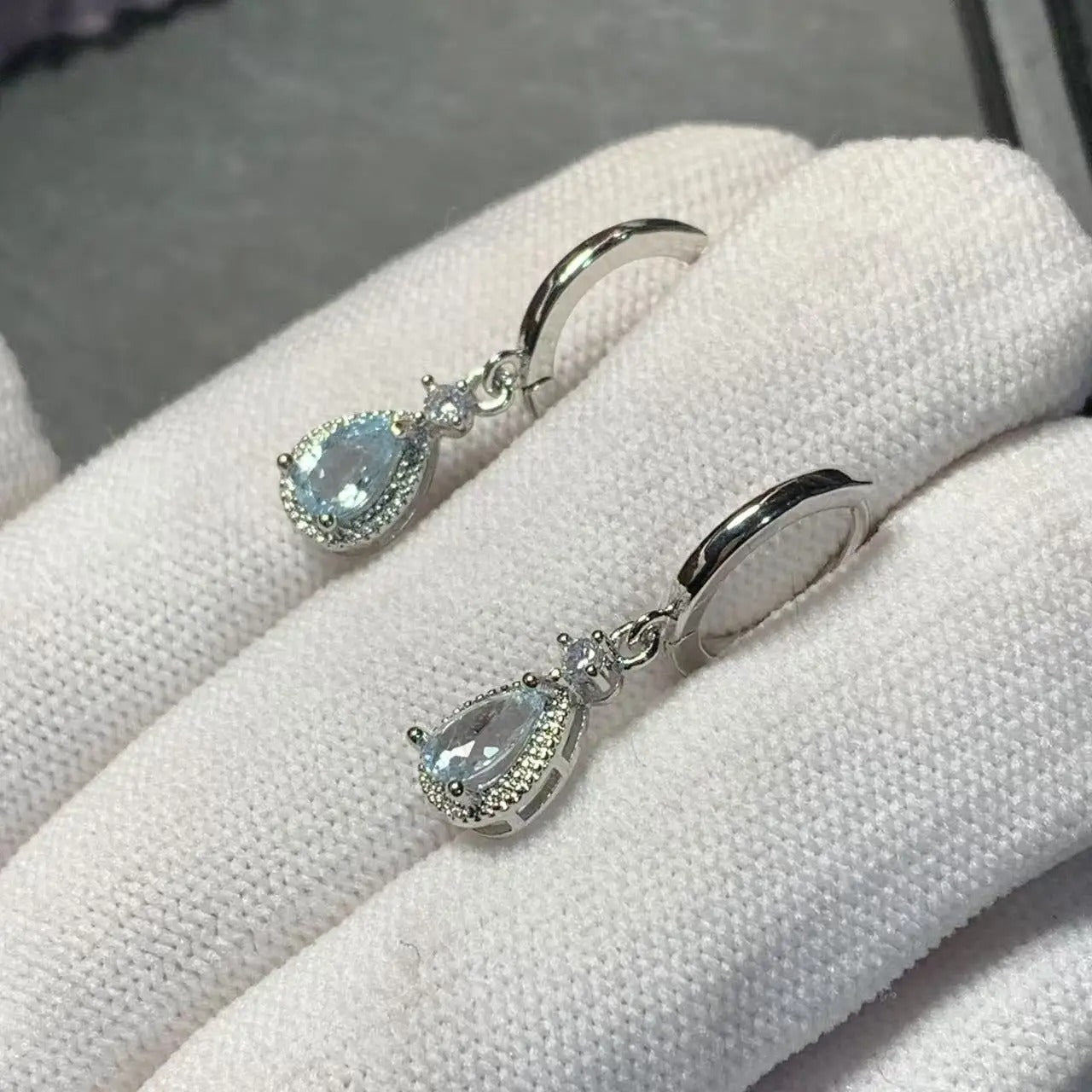 Natural Blue Topaz Hoop Earrings – Women’s Gemstone Jewelry Gift