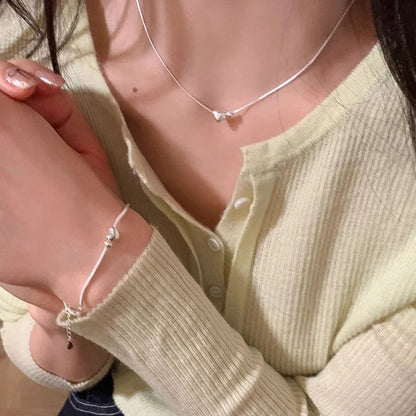 New 925 Sterling Silver Love Necklace Simple Personality Charm Woman Pendant Choker Birthday Gift for Friends Exquisite Jewelry