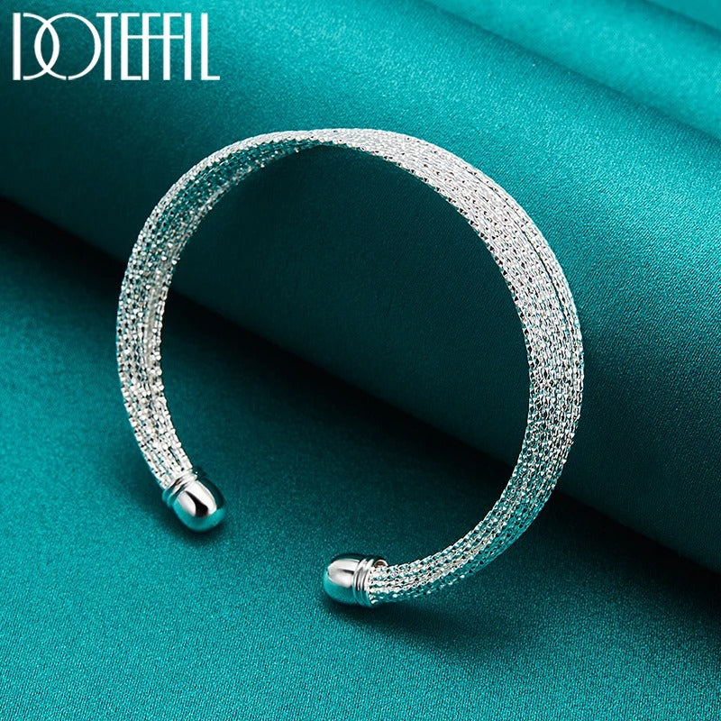 Women’s & Men’s Silver Bangle Elegant 925 Sterling Smooth Bracelet