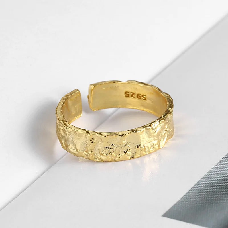 Irregular Rock Texture Gold Ring Women Rings Sterling Silver ring 2025