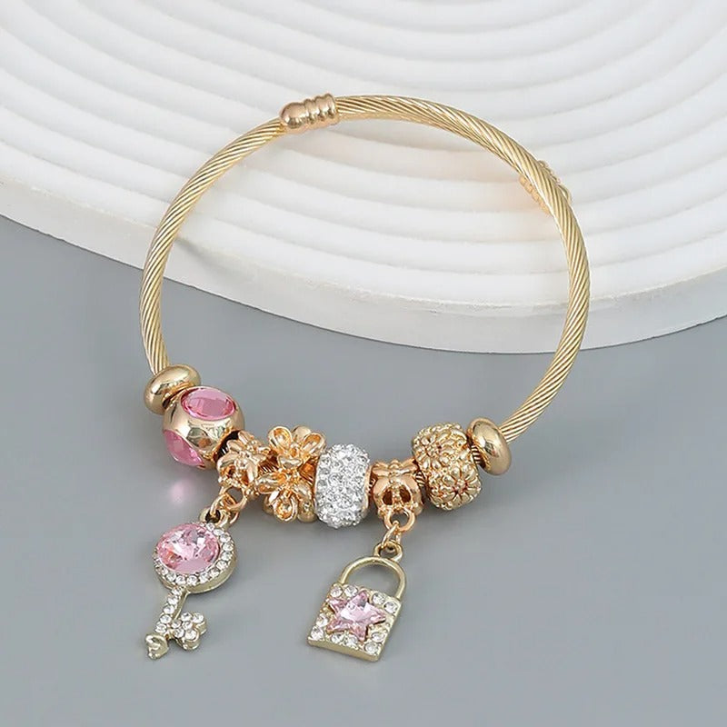 Stainless Steel Beaded Love Bracelet Trendy Women’s Jewelry