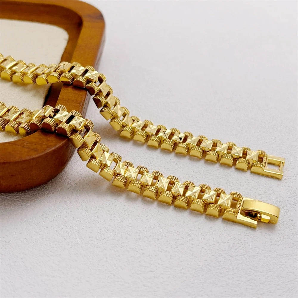 Gold Plated Tank Chain Bracelet & Bangles for Women Jewelry