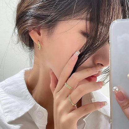 Minimalist Gold Twisted Hoop Earrings Women Dainty Brass Jewelry Gift