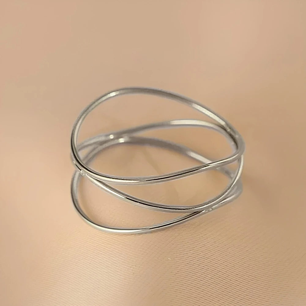 Top-Selling Three Layered Wave Ring for Women 18K Gold PVD Plated Stainless Steel, Waterproof & Trendy 2025 Jewelry