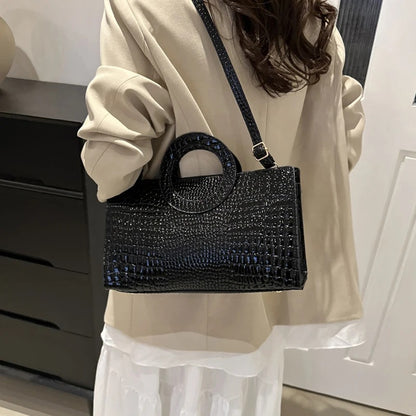 Women’s Green Crocodile PU Leather Shoulder Bag