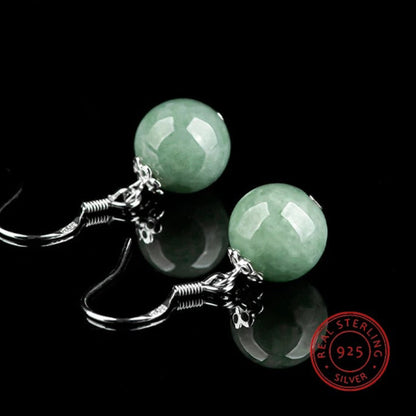 Luxury Jadeite Bead Earrings Women S925 Silver Fashion Holiday Gift
