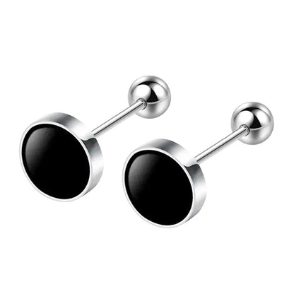 Silver Black heart Star Round Small Stud Earrings for Women Luxury Jewelry Accessories 2025 Trend.