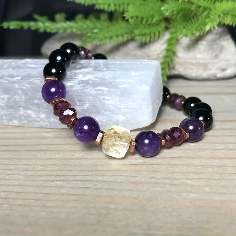 Citrine & Gemstone Healing Bracelet Money, Protection & Stress Relief