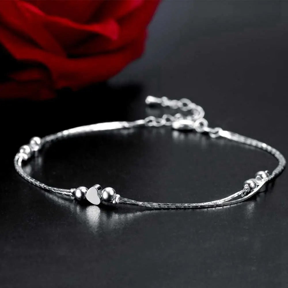 Heart Shaped Foot Chain Anklets Bracelets Silver Fashion Jewelry For Women