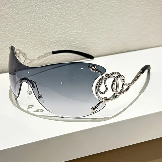 Y2K Snake Pattern Sunglasses Rimless Zinc Alloy Street Fashion