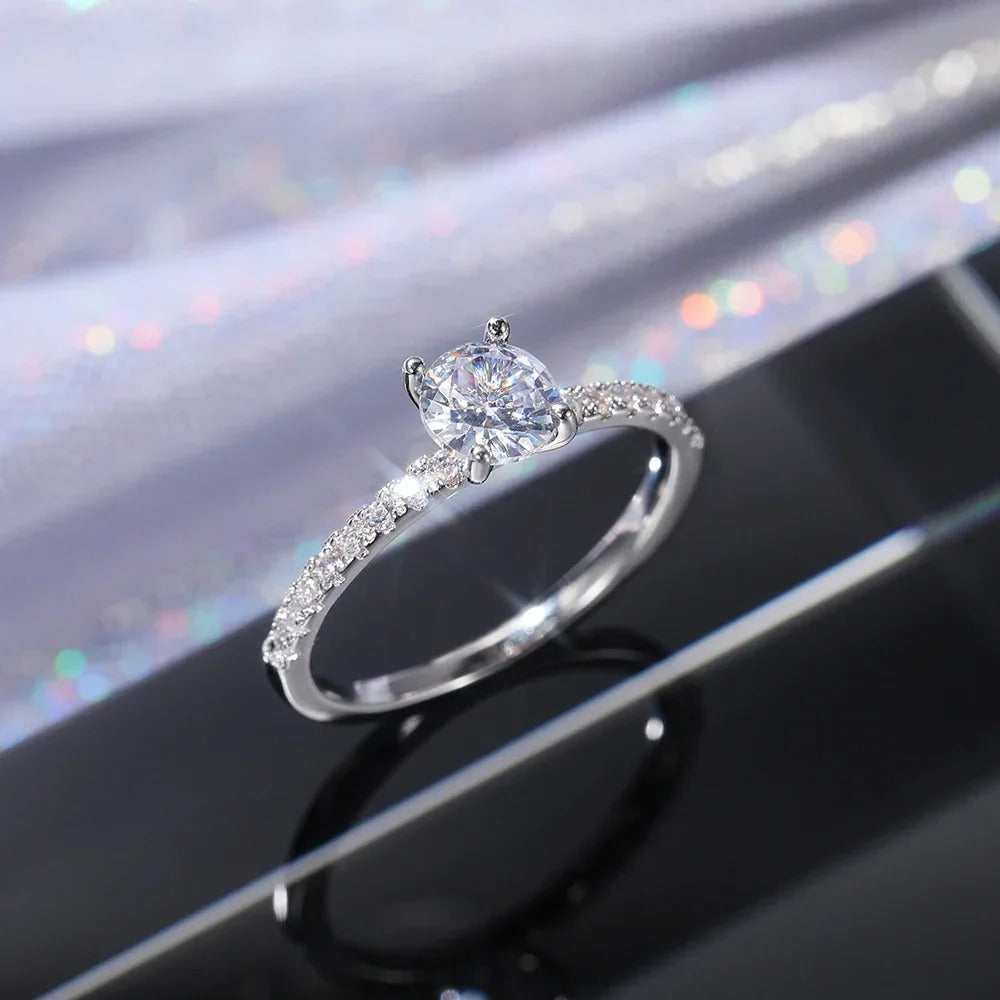 Wedding Band Eternity Rings Women Brilliant Round Zirconia Luxury Engagement Rings Thin Elegant Female Jewelry