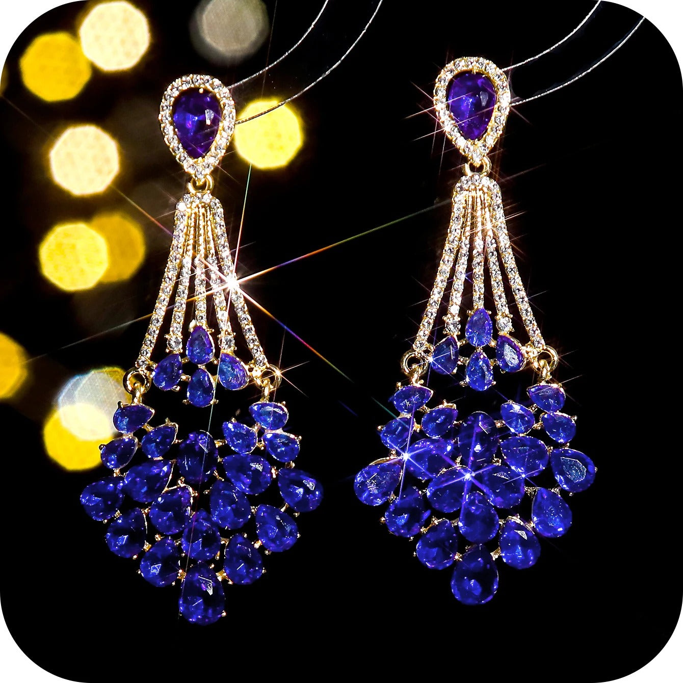 Luxury Glazed Rhinestone Dangle Earrings Women Colorful Crystal