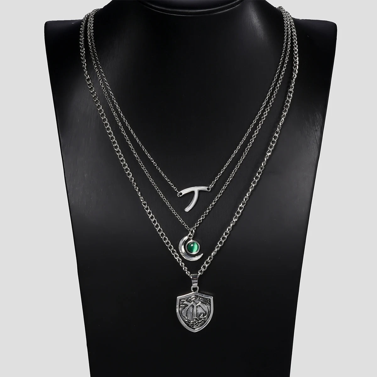 Layered Wishbone Pendant Necklace for Women and Men