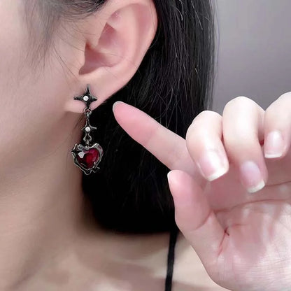 Romantic Heart Earrings for Women Colorful Zircon Accessories