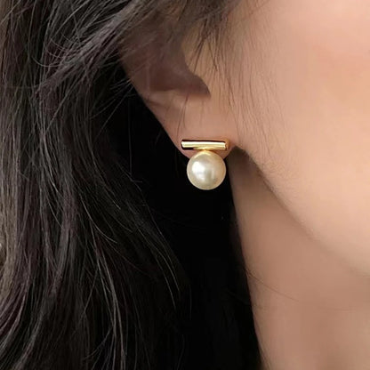 Grey Imitation Pearl Earrings French Minimalist Fashion Jewelry for Women