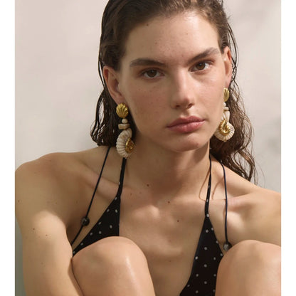 Yhpup Ocean Resin Shell Conch Drop Earrings for Women