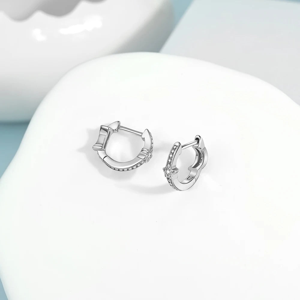 925 Sterling Silver Rose Gold Star and Moon Earrings