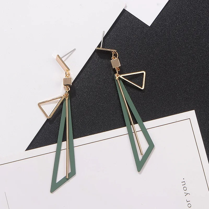 Triangle Long Drop Earrings for Women Geometric Statement Jewelry Gift