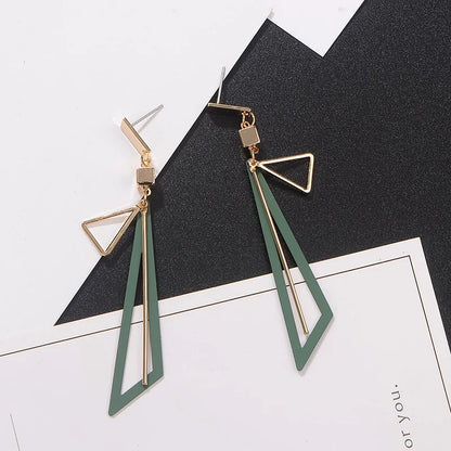 Triangle Long Drop Earrings for Women Geometric Statement Jewelry Gift