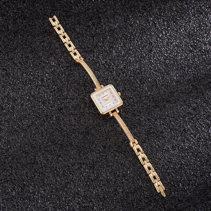 Fashion Square Rhinestone Women Bracelet Watch Luxury Brand Alloy Gold Quartz Watch Fashion Minimalist Ladies Watch