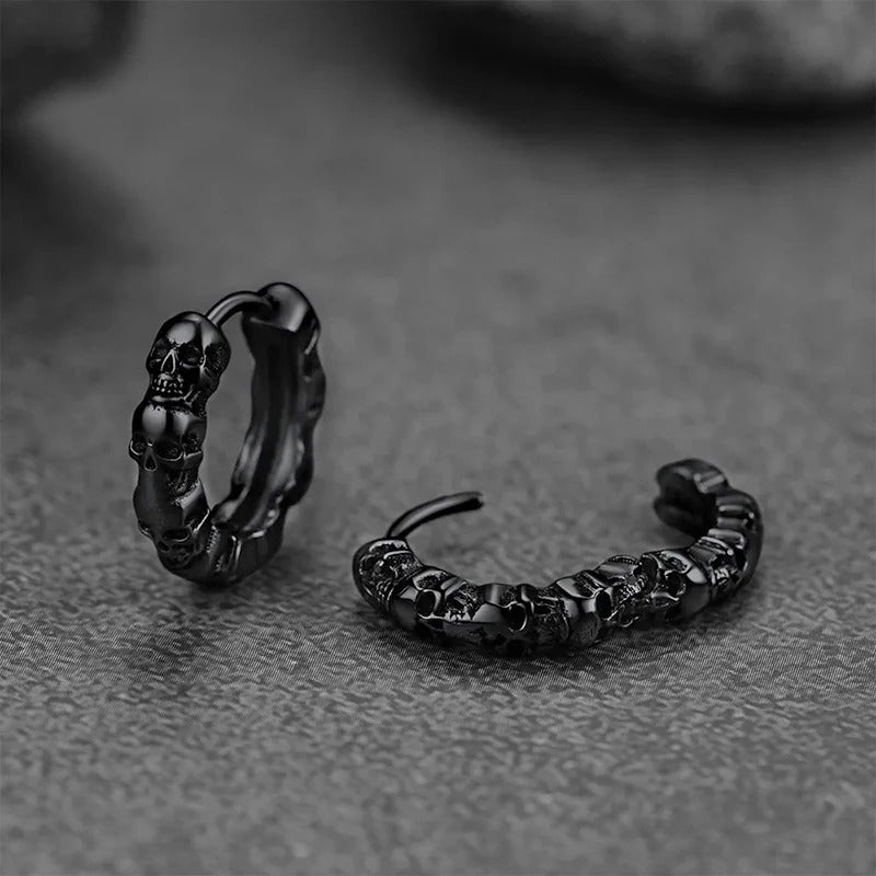 Skull Hoop Circle Earrings Hip Hop Fashion Jewelry Unisex Everyday Wear