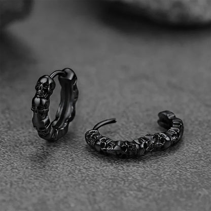 Skull Hoop Circle Earrings Hip Hop Fashion Jewelry Unisex Everyday Wear