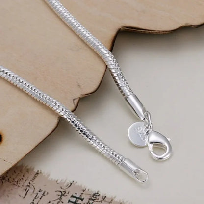 Silver 3MM Snake Chain Bracelet Charming Wedding Jewelry for Women