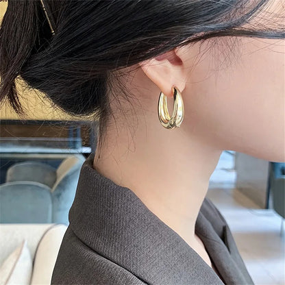 Classic Vintage Metal Hoop Drop Earrings Women Wedding Party