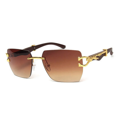 Luxury Rimless Square Sunglasses Designer Gradient UV400 Eyewear for Men & Women