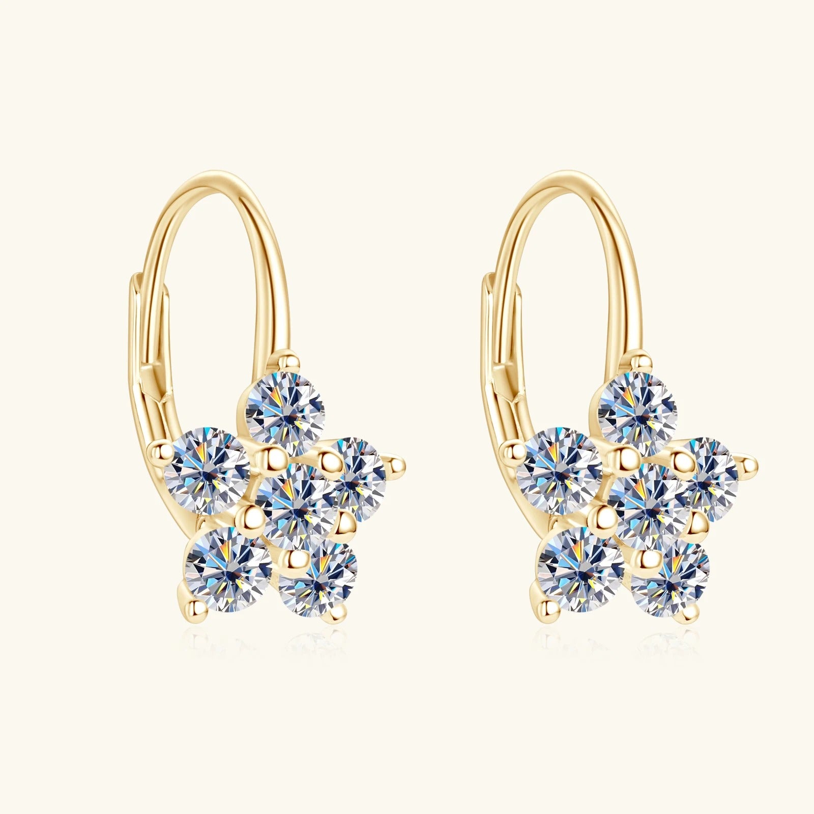 Diamond Earrings White Gold Vermeil S925 Sterling Silver Hoop Earrings for Women Girls Sparkly Gorgeous Jewelry