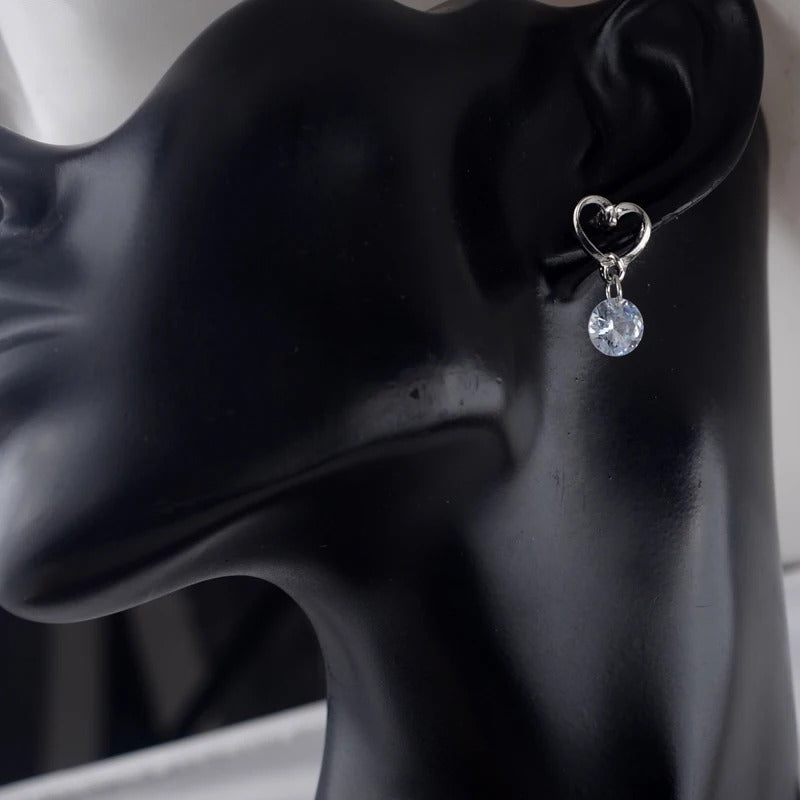 3D Round Rhinestone Drop Earrings for Women Gold Silver Dangle Jewelry