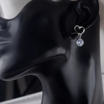 3D Round Rhinestone Drop Earrings for Women Gold Silver Dangle Jewelry