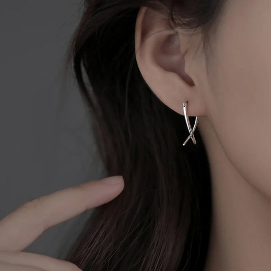 Trendy Jewelry Simply Earrings Unique Geometry Earrings For Women Gift Earrings Fashion Jewelry Korean Silver Color Earrings