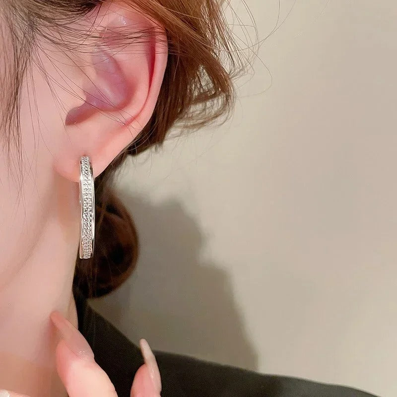 Silver Color Big Hoop Earrings Simple Fashion Jewelry for Women