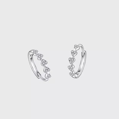 Women Heart Hoop Earrings Silver Color Shiny Zircon Wedding Jewelry