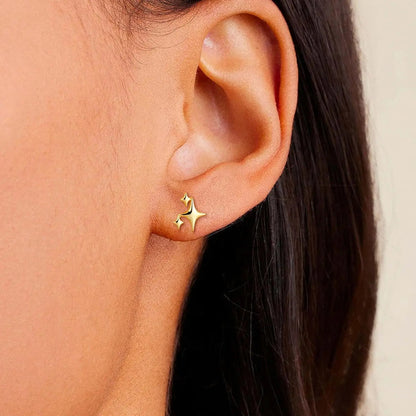 Small Star Flat Screw Back Stud Earrings for Women