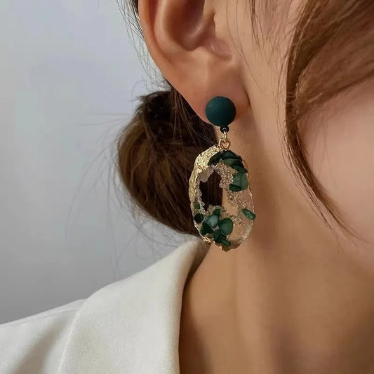 Women’s Emerald Irregular Earrings Fairycore Luxury Designer Jewelry