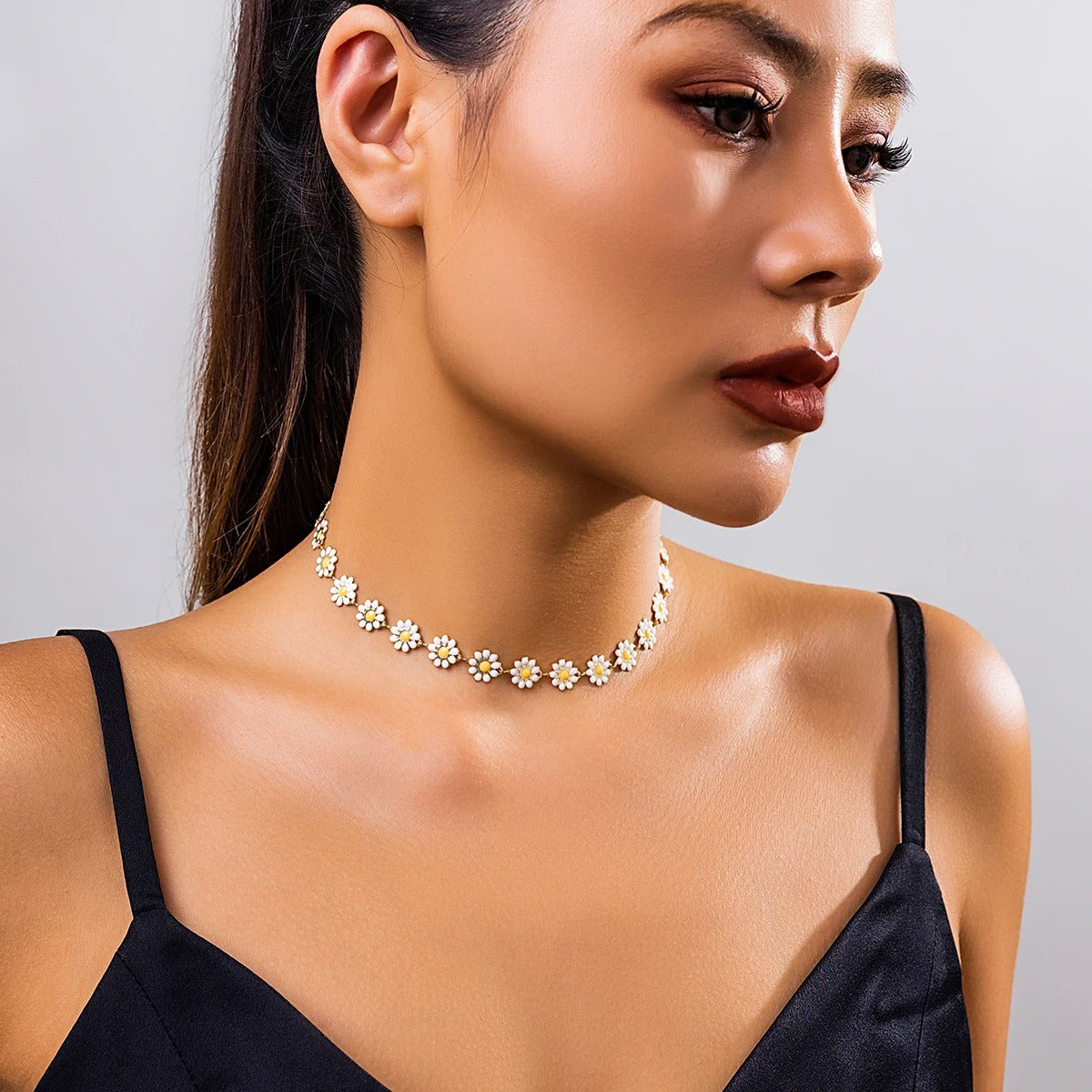 Women’s Flower Chain Choker K-pop Summer Statement Jewelry